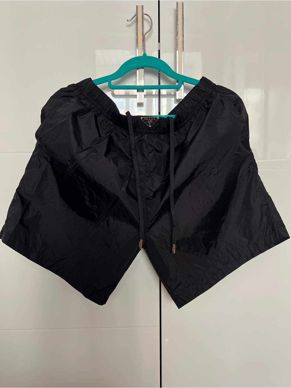Prada Black Nylon Drawstring Athletic Shorts